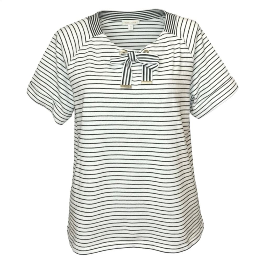 Tommy Hilfiger Nautical Tie Short Sleeve French Terry Knit Top Large Coastal